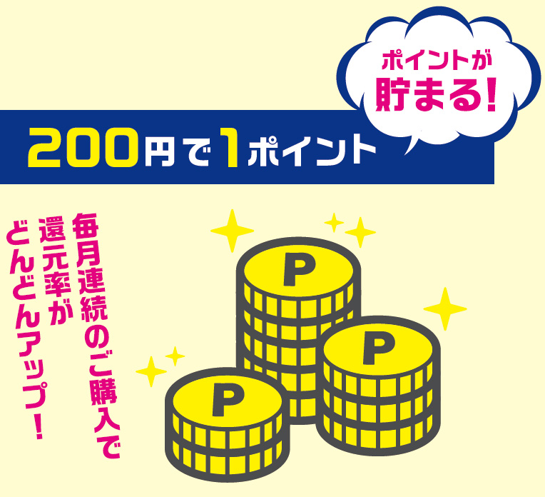 200円で1ポイントが貯まる！